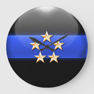 Grande Horloge Ronde Blue Line mince - insignes cinq étoiles de rang d