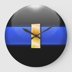 Grande Horloge Ronde Blue Line mince - lieutenant Bar d'or