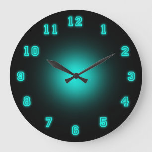 Grande Horloge Ronde Blue Neon 10.75"