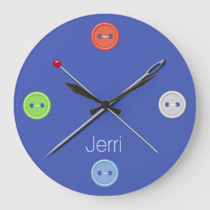 Grande Horloge Ronde Blue Seamstress Wall Clock