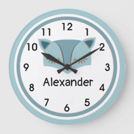 Grande Horloge Ronde Blue Woodland Fox Face