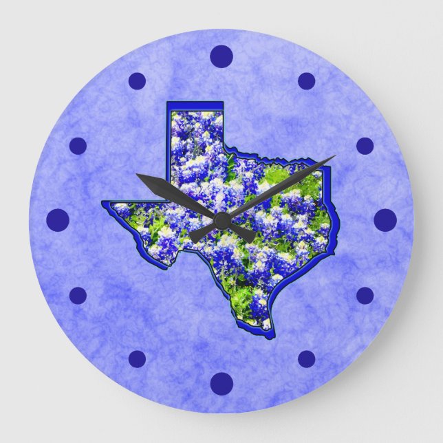 GRANDE HORLOGE RONDE BLUEBONNETS DE TEXAS (Recto)