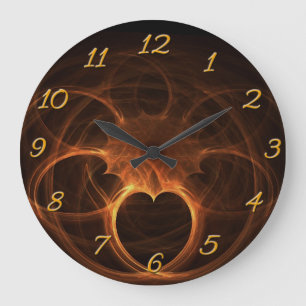 Grande Horloge Ronde Bobine flamboyante de coeur
