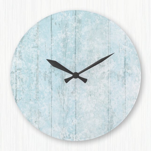 Grande Horloge Ronde Boho Beach Wood Coastal Blue Modern (Créateur téléchargé)