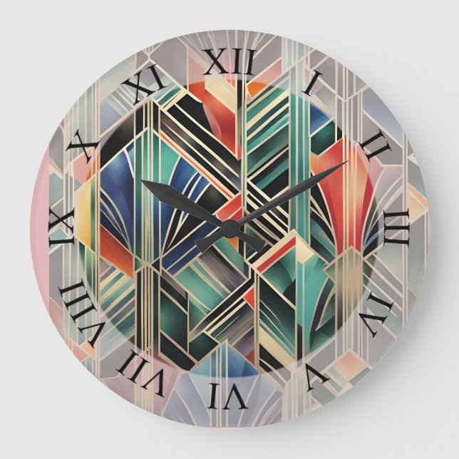 Grande Horloge Ronde Boho classique Jazzy géométrique Design élégant (Recto)