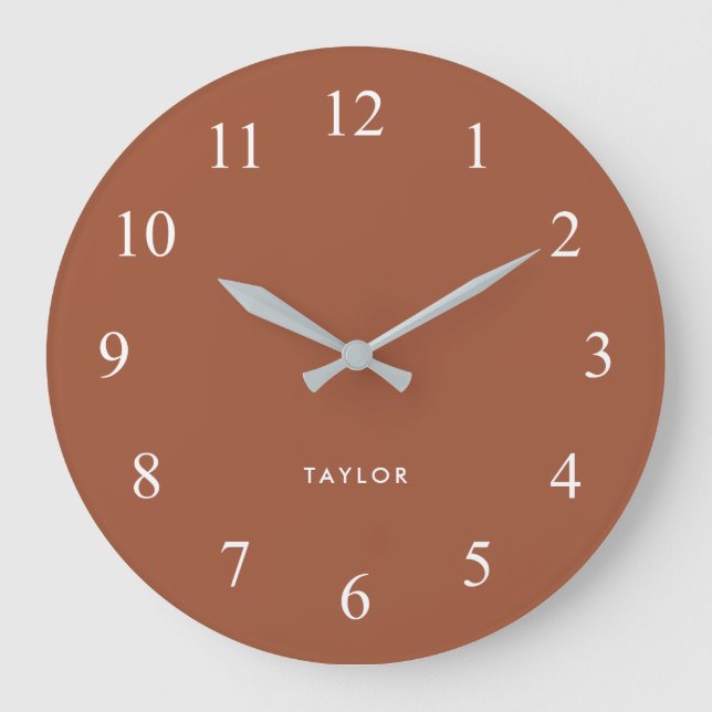 Grande Horloge Ronde Boho et Elegant Terracotta et Blanc (Recto)
