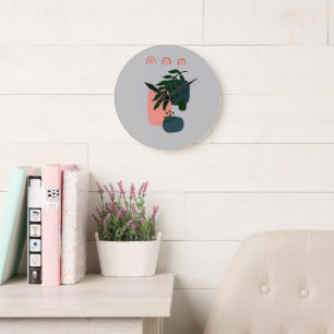 Grande Horloge Ronde Boho Monogramme Rustique