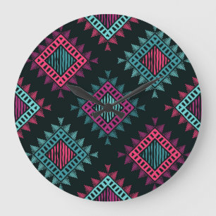 Grande Horloge Ronde Boho Spirit : Tribal Ethnic Seamless