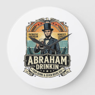 Grande Horloge Ronde Boire Abraham Patriotique Rétro Détresse