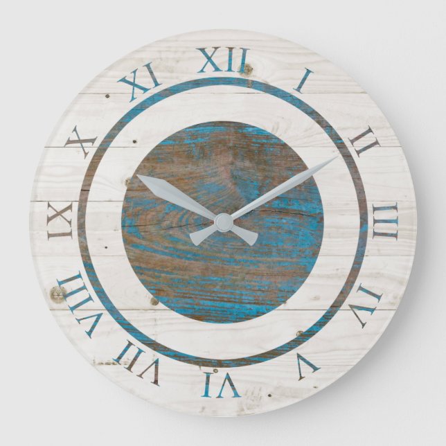 Grande Horloge Ronde Bois côtier | Ferme des chiffres romains (Recto)