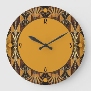 Grande Horloge Ronde Bois de noeud d'art déco