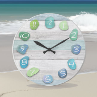 Grande Horloge Ronde Bois d'hiver de la plage de verre de mer