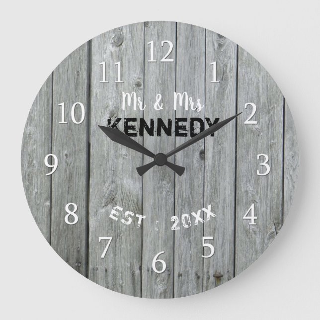 Grande Horloge Ronde Bois Gris Rustique (Recto)