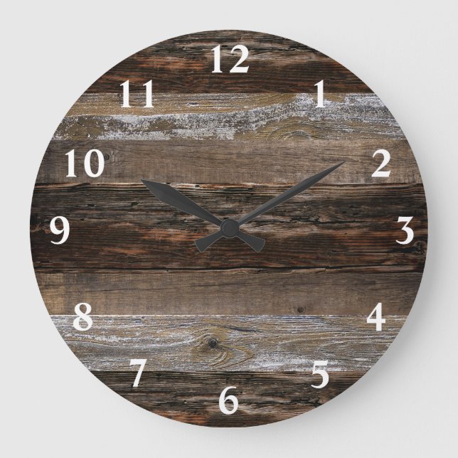 Grande Horloge Ronde Bois récupéré Bois rustique Bois Vintage (Recto)