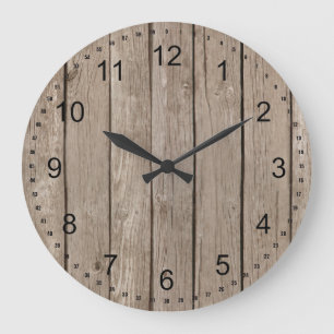 Grande Horloge Ronde Bois rustique chic de Faux