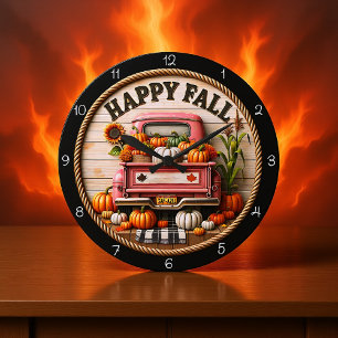 Grande Horloge Ronde Bon Citrouille de camion d'automne