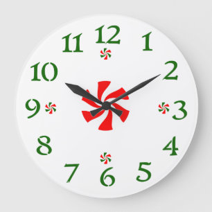Grande Horloge Ronde Bonbons à la menthe de Noël