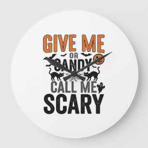 Grande Horloge Ronde Bonbons d'Halloween ou Appelez-moi Épouvantable Gr