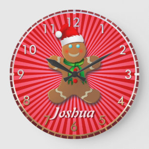 Grande Horloge Ronde Bonhomme en pain d'épice personnalisable