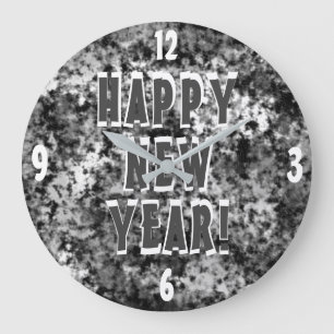 Grande Horloge Ronde BONJOUR DE NOUVEL AN Fun Silver