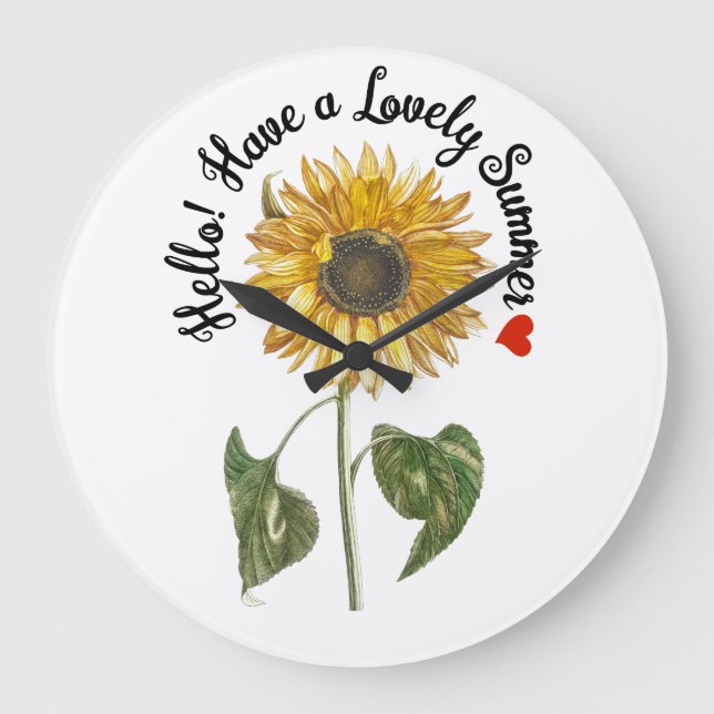 Grande Horloge Ronde Bonjour ! Profitez d'un été agréable - tournesol V (Recto)