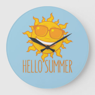 Grande Horloge Ronde Bonjour Summer Sun Avec Lunettes de soleil