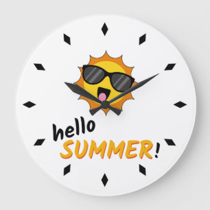 Grande Horloge Ronde Bonjour Summer Sun avec lunettes de soleil