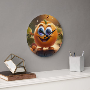 Grande Horloge Ronde Bonne Animée 3d Orange,