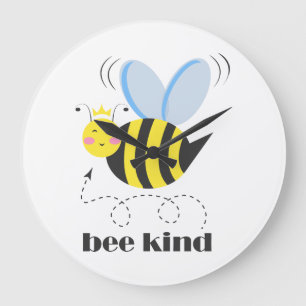 Grande Horloge Ronde Bonne princesse d'abeille avec couronne et slogan
