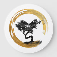 Bonsai Tree. Cercle Zen Enso. Aquarelle