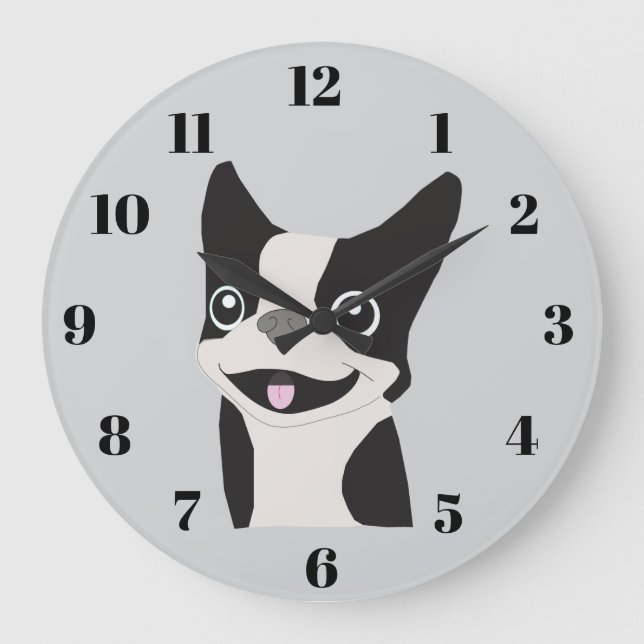 Grande Horloge Ronde Boston Terrier (Recto)
