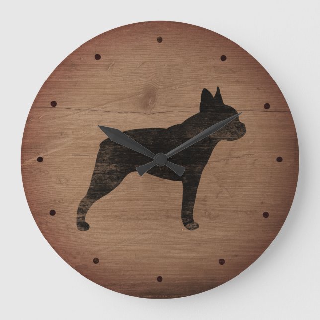 Grande Horloge Ronde Boston Terrier Silhouette (Recto)