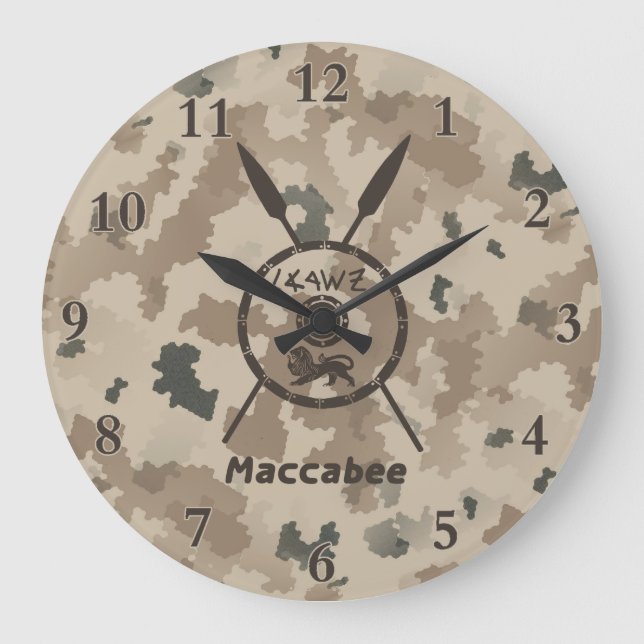 Grande Horloge Ronde Bouclier Maccabee du désert et oreilles (Recto)