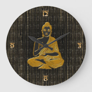 Grande Horloge Ronde Bouddha doré