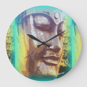 Grande Horloge Ronde Bouddha font face au vert