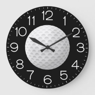 Grande Horloge Ronde Boule de golf en noir