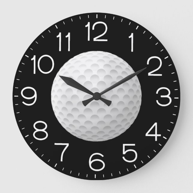 Grande Horloge Ronde Boule de golf en noir (Recto)