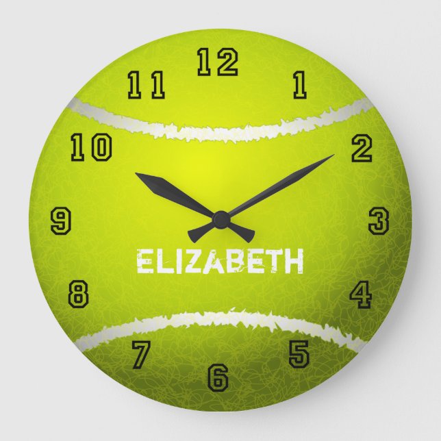 Grande Horloge Ronde Boule personnalisée de tennis (Recto)
