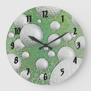 GRANDE HORLOGE RONDE BOULES DE GOLF ABSTRAITES