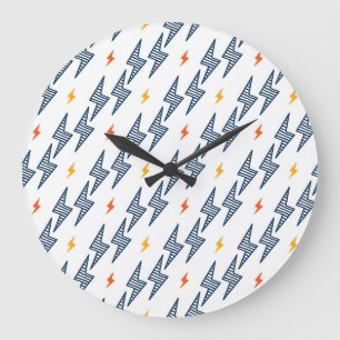 Grande Horloge Ronde Boulons de foudre Doodle Flash transparent