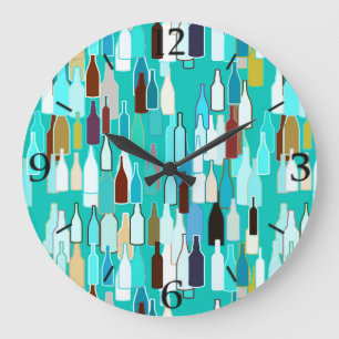 Grande Horloge Ronde Bouteilles de vin, couleurs multi, arrière - plan