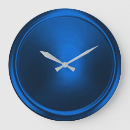 Grande Horloge Ronde Bouton bleu