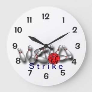 Grande Horloge Ronde Bowling rouge de boule de grève