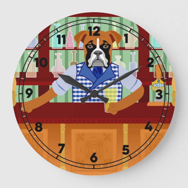 Grande Horloge Ronde Boxer Dog Beer Pub (Recto)
