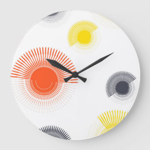 Grande Horloge Ronde Branché, ludique, animé, cool, circulaire géométri