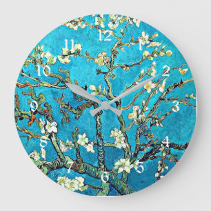 Grande Horloge Ronde Branches avec fleurs d'amandier