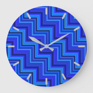 Grande Horloge Ronde Brayures bleues escaliers motif