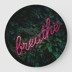GRANDE HORLOGE RONDE "BREATHE" ROSE NEON LIGHT SIGN