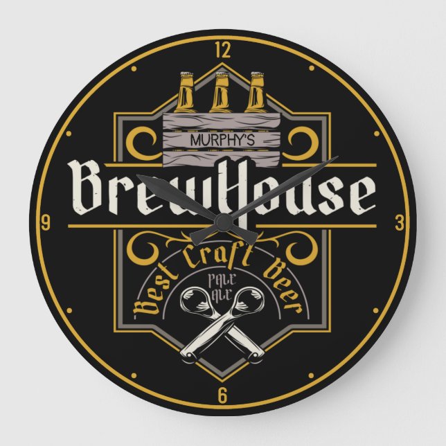 Grande Horloge Ronde BrewHouse personnalisée Meilleure bière artisanale (Recto)