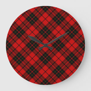 Grande Horloge Ronde Brodie tartan rouge noir plaid